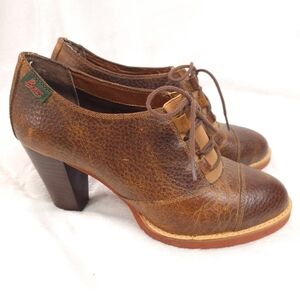 G.H. Bass Ramona Leather Lace Up Oxford Booties Cognac Brown 7